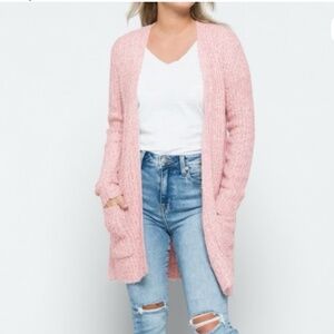 BB Dakota x Steve Madden Odetta Open Pocket Cardigan, EUC, M, Pink